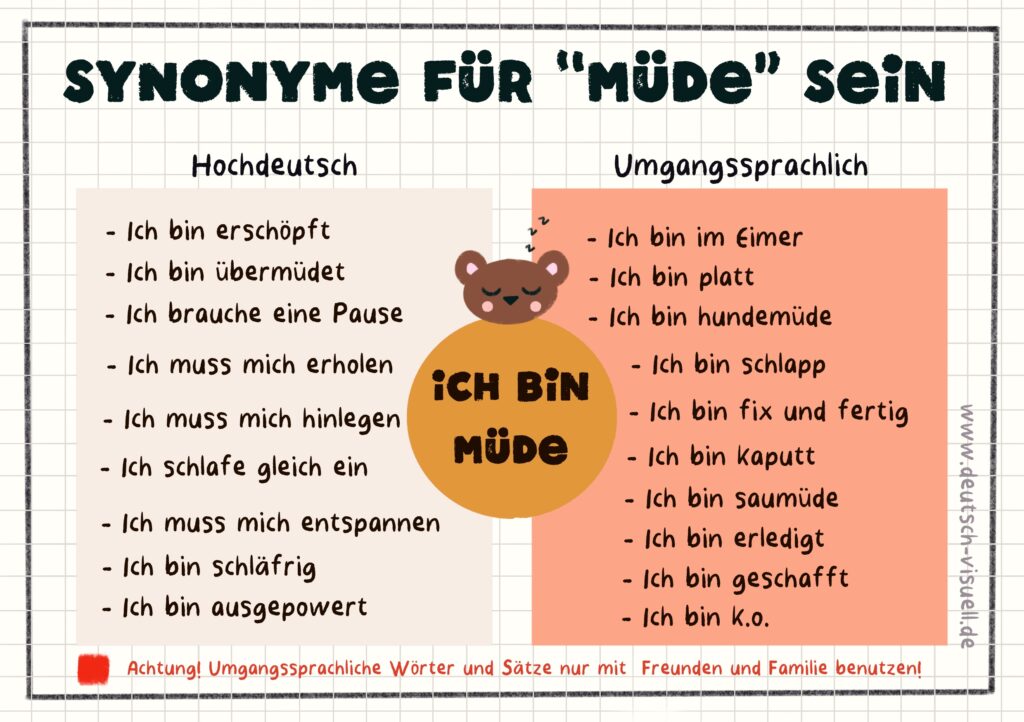 Synonyme für müde sein