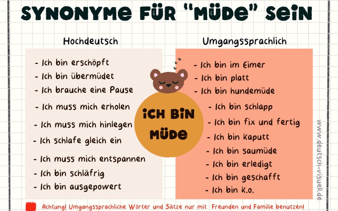 Synonyme für „müde sein“
